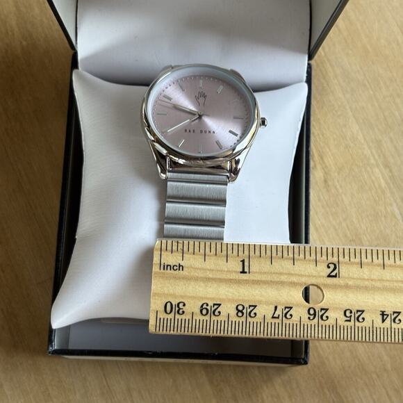 Rae Dunn Classic Women's SOFIA 36mm Round Pink Face Silver Gilded Bracelet Watch - Picture 8 of 10